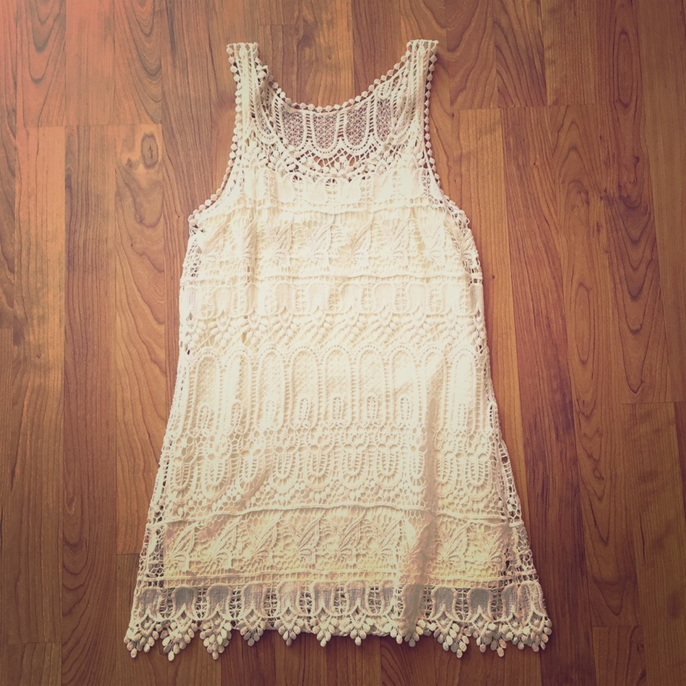 Lacy cream mini dress